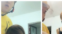 風騷美少婦悠悠穿著情感情趣內衣勾引來送餐的美團外賣小哥看到她性感的逼毛小哥要給她舔逼
