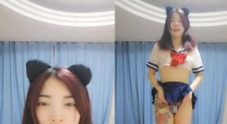 顏值不錯紅髮魚紋身新人妹子 情趣裝丁字褲脫光光自摸逼逼誘惑