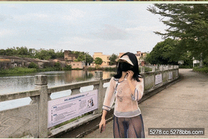 最新，人氣露出女神，【cikaimoon】，薄紗全透明，戶外鄉下亂逛，閒逛青花瓷古鎮