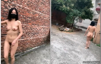 最新，廣東露出女神，【cikaimoon】，單人勇闖紅磚房古鎮，看到有警車，嚇得不輕趕緊躲起來，緊張刺激