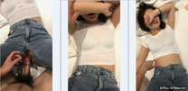 清純小女友，約出來剪爛她的牛仔褲，內褲都不穿，肏得她叫床好騷呀：輕一點