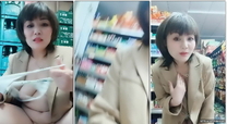 【姐是小少婦】，坐標長沙，凌晨超市露出，坐在百歲山箱子上，啤酒瓶插逼，真是高手！