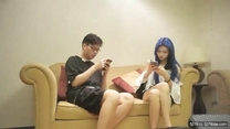 約操藍色頭髮辣妹美腿苗條身材舌吻互摸靈活舔屌扶腰後入猛操爆操