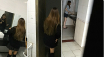 超清廁所偷拍三個愛臭美的美女,尿完要照半天鏡子