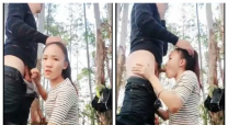 開價一千元約炮的美女主播和小帥哥戶外小樹林野戰啪啪