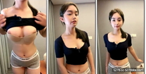 高顏值眼鏡妹！近期下海小尺度秀！扭腰擺臀脫掉衣服，極品美乳又大又挺，半脫下內褲蜜桃美臀